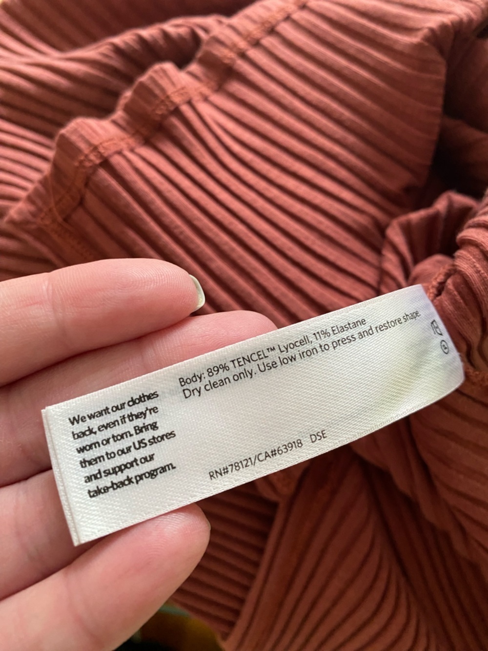 Eileen Fisher Rust Orange Textured Stretch Rib Crew Neck Dress Large - Picture 15 of 15